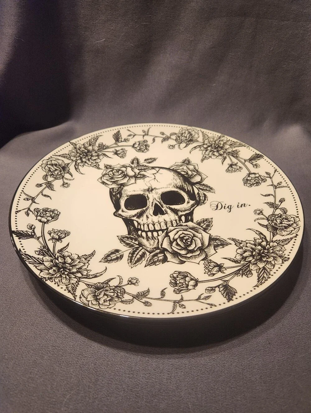 Halloween Strawberry Street Skeleton & Roses 10 1/2